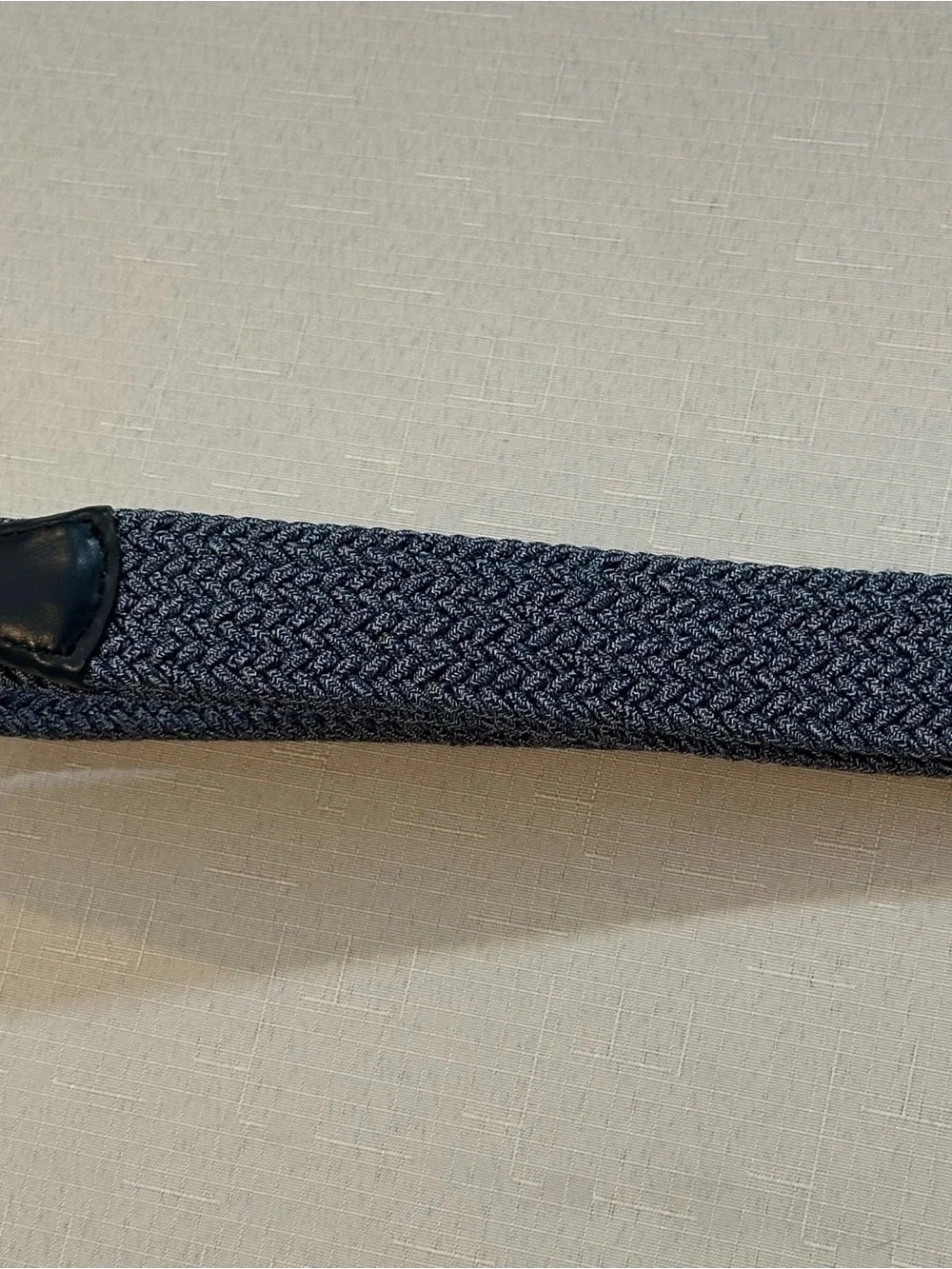 Torino Leather Blue Gray Herringbone Stretch Woven Belt Size 42